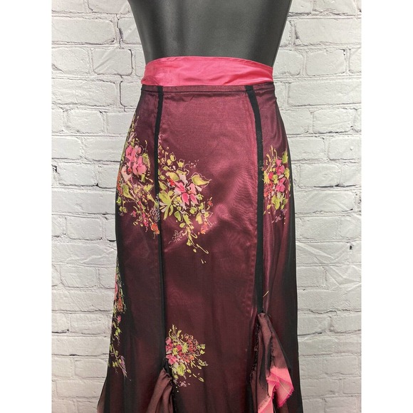 Vtg‎ Chris Hudson Haute Couture Custom Floral Oriental Maxi Mermaid Skirt - Picture 3 of 6